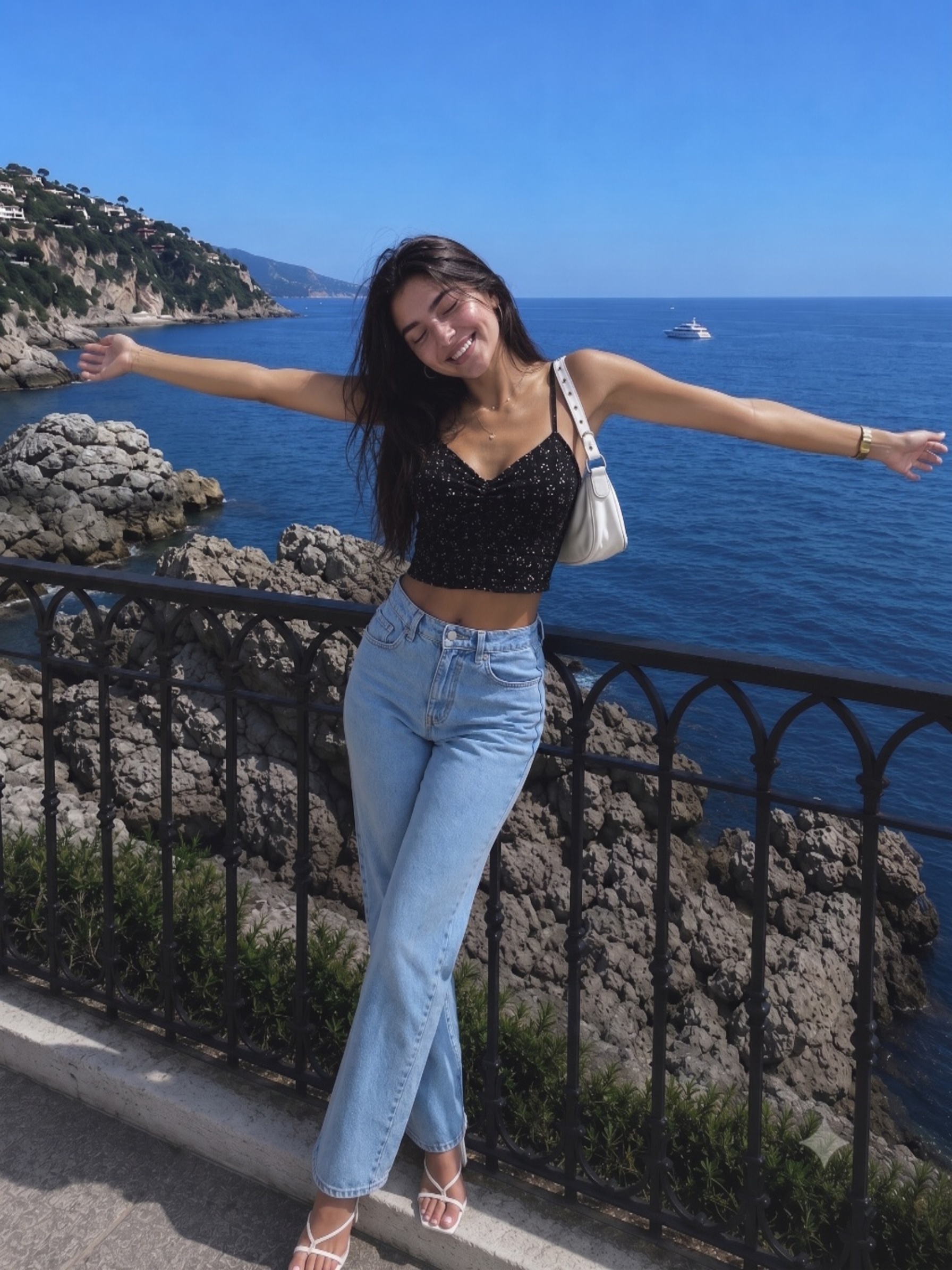 Zara content set — ocean cliff, frame 4